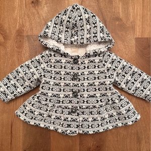 Tucker + Tate 6mo Black & White Embroidered Sherpa-Lined Hooded Coat